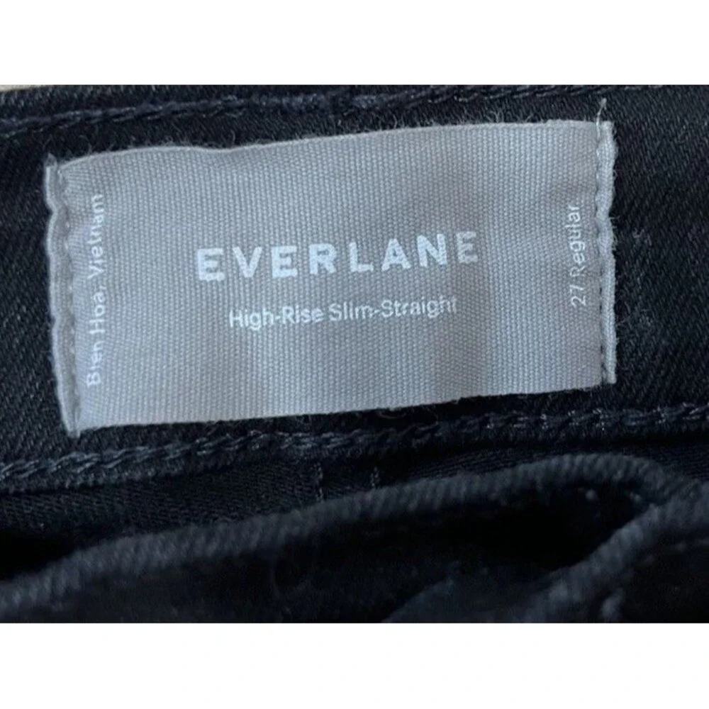 Everlane Black High Rise Slim Straight Raw Hem Jeans Size 27